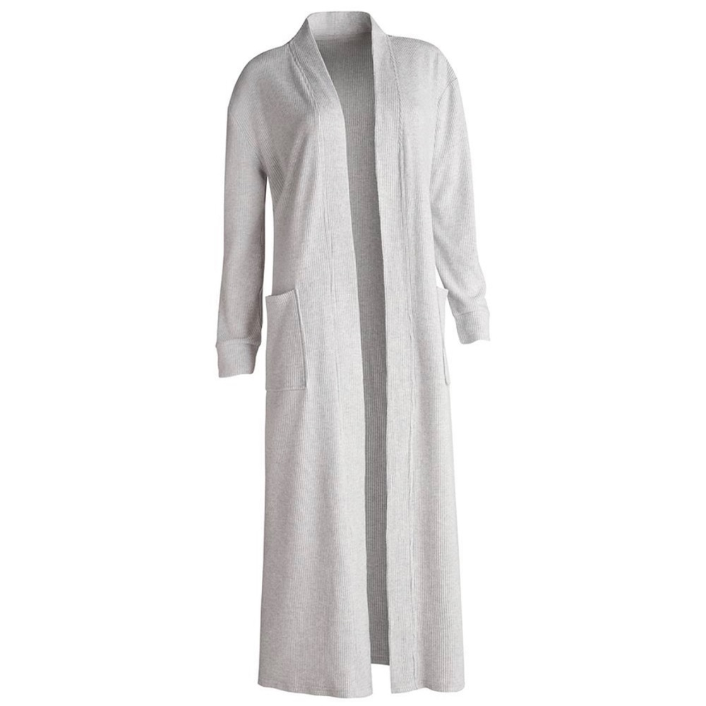 Hammacher Schlemmer Plush Ribbed Loungewear Cardigan Robe, XL